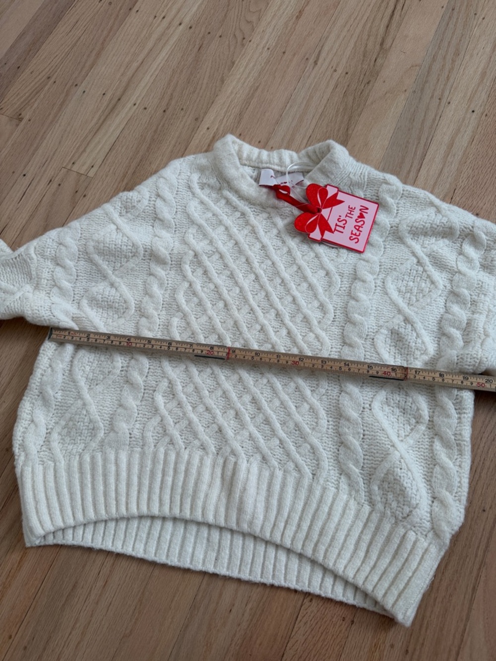 Pink Rose NWT Cable Knit Soft Pullover Sweater Size Small S White Cozy Neutral - Picture 9 of 10